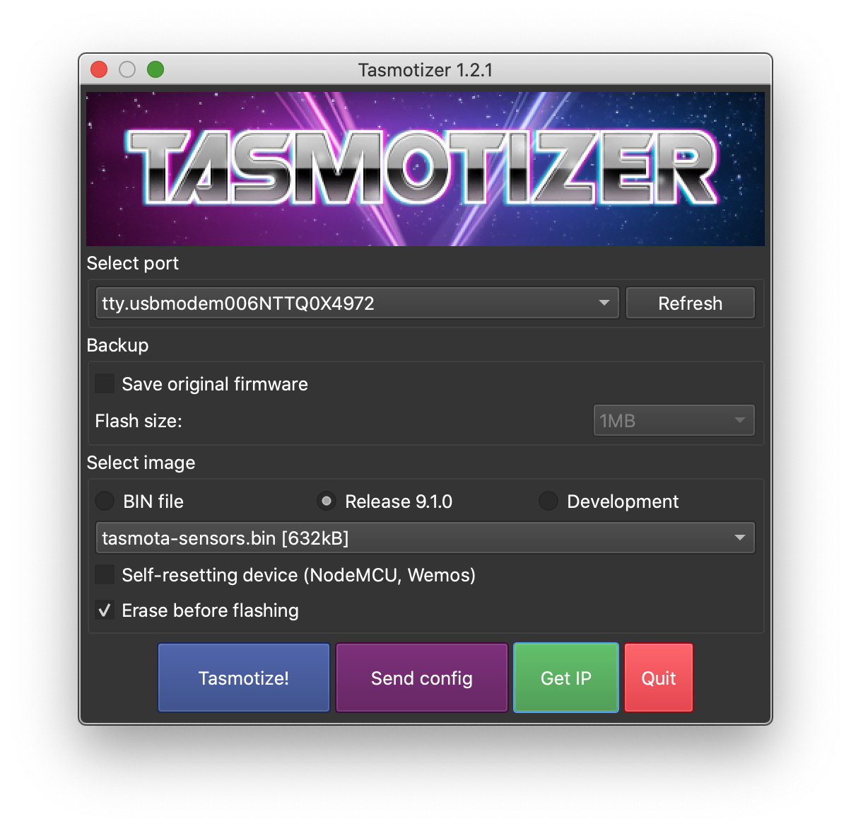 Screenshot of tasmotizer.py
