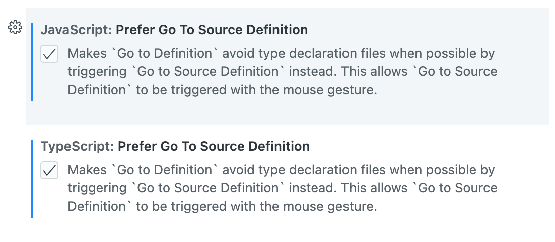 Prefer Go To Source Definition makes `Got to Definition` avoid type declaration files when possible
